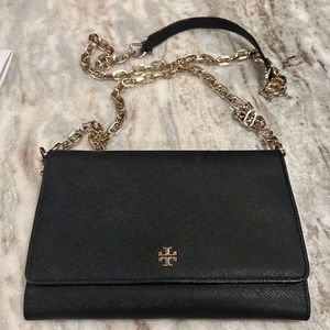 Tory Burch Black Emerson Chain Wallet Purse